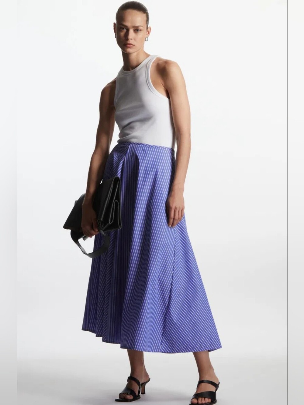 COS A-Line Striped Midi Skirt Size 2